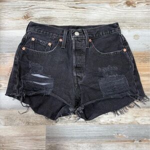 Levi's Black Distressed Jean Shorts